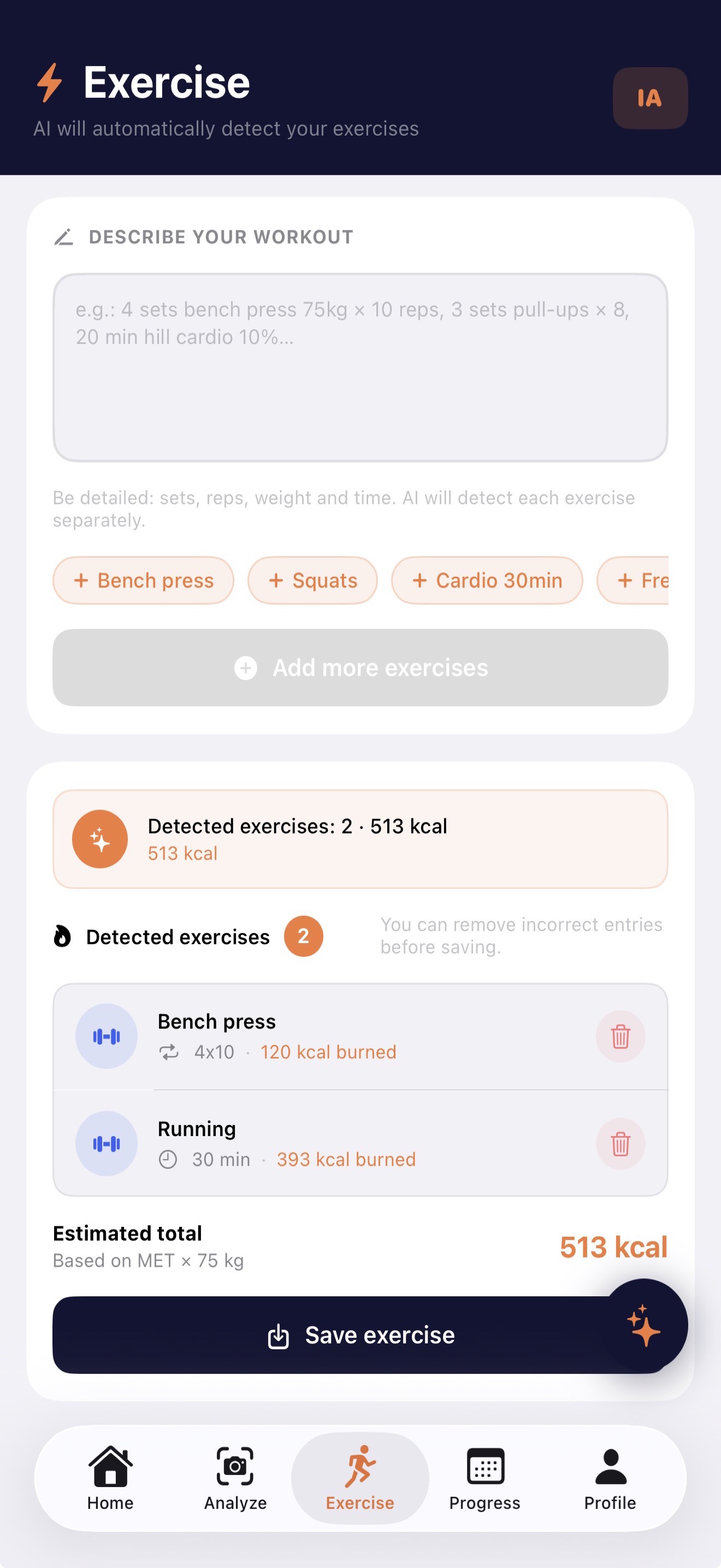 Exercise tracking with AI